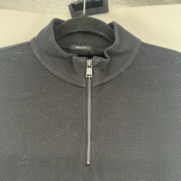 Hugo Boss Quarter-Zip Cotton Sweater With Knitted Structure Men's Size S Black - Picture 4 of 12